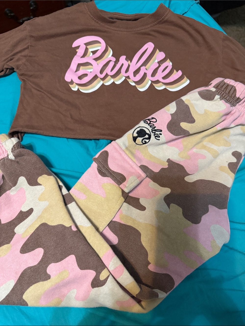 Barbie Brown, Pink & Tan Camo Cargo Joggers